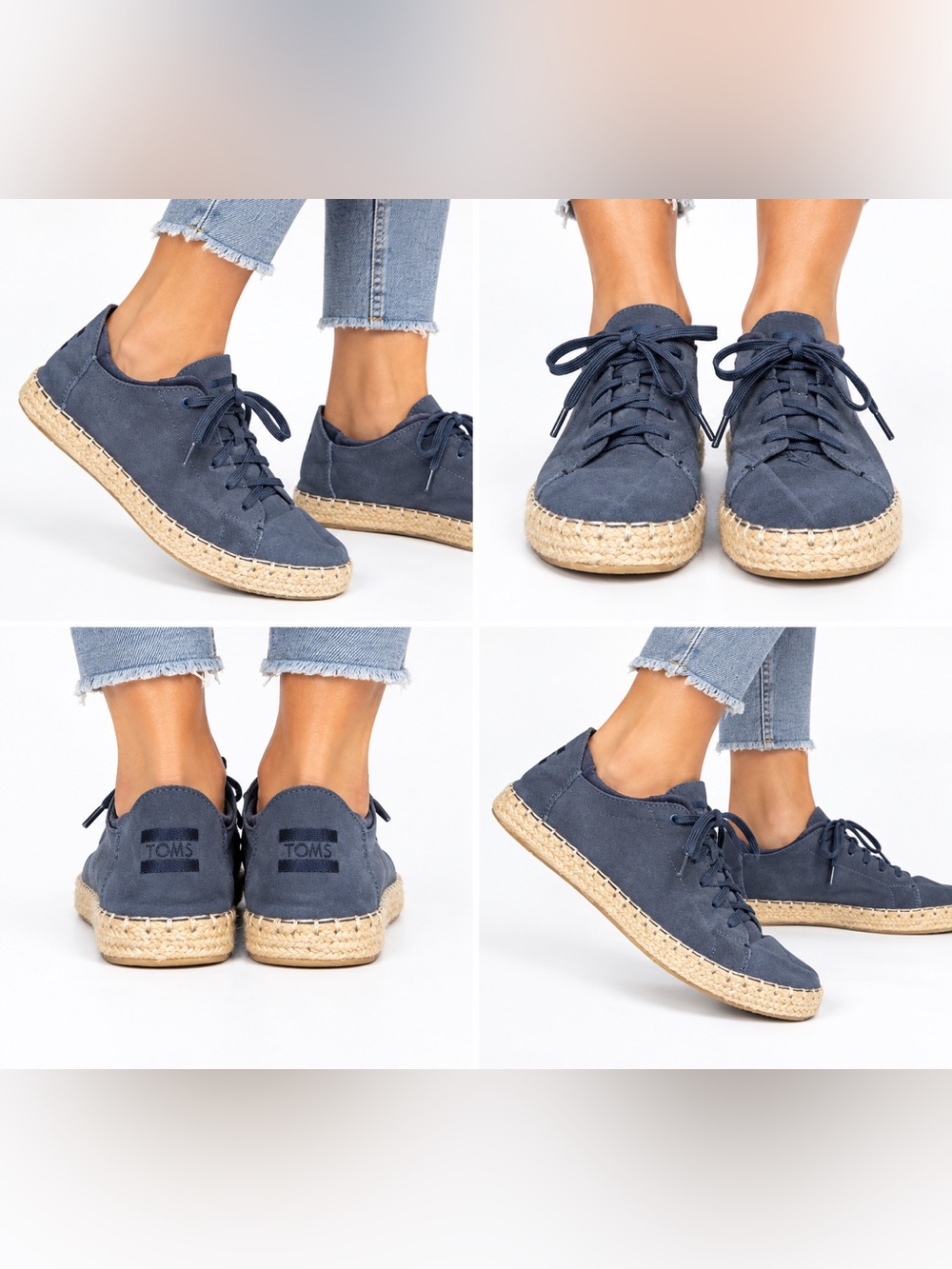 TOMS Size 8 Women's Navy Suede Espadrille Sneaker
